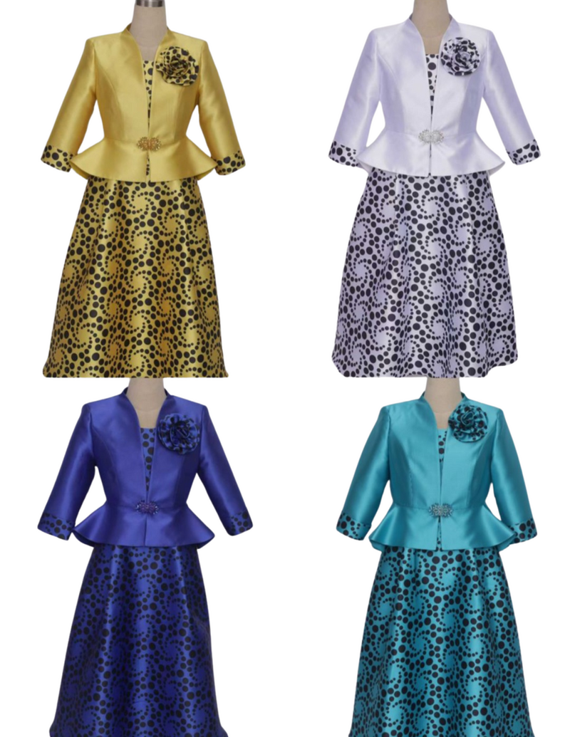 2 Piece Circular Polka Dot Dress with Matching Jacket 