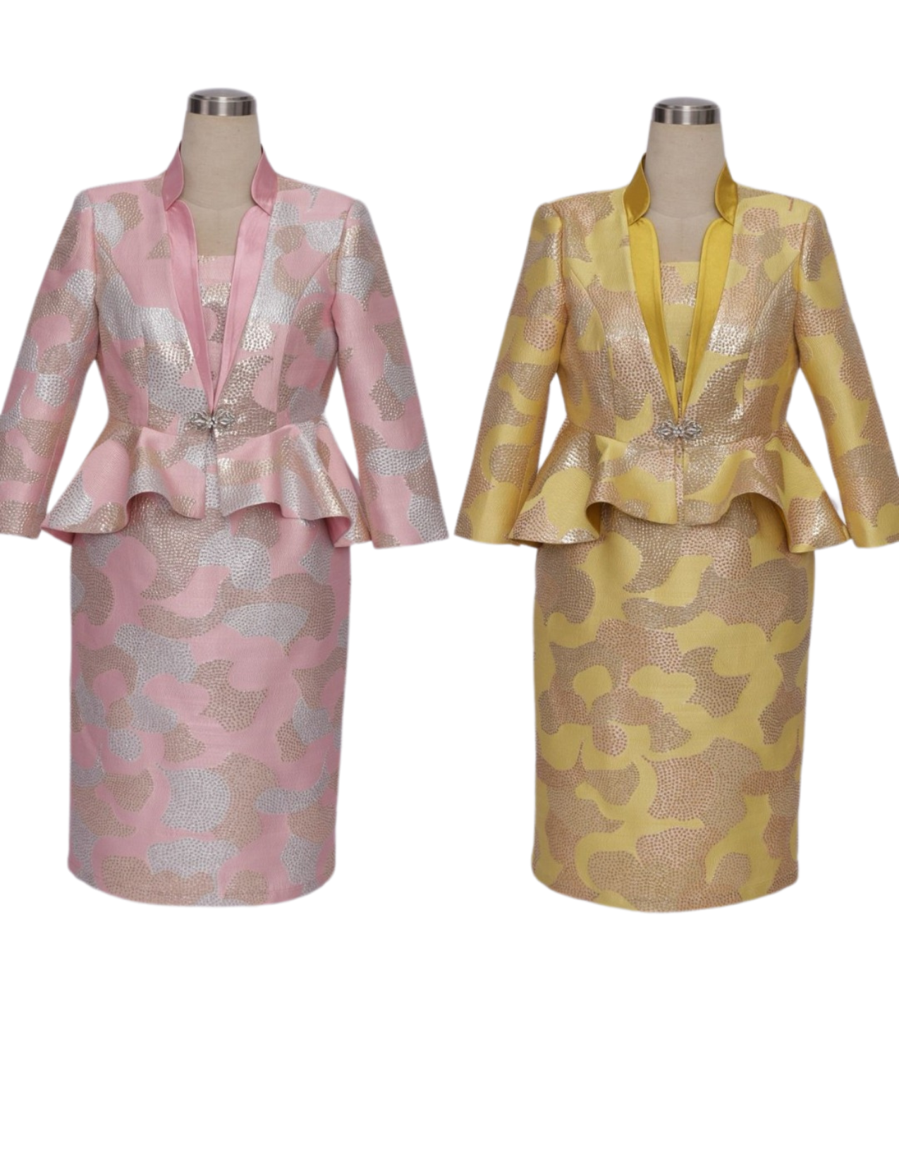 Metallic Patterned Peplum 2 piece Suit.