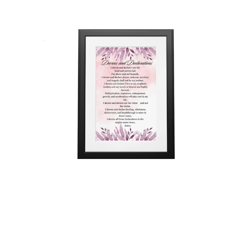 Framed Prayer Wall Art - Decrees and Declaration