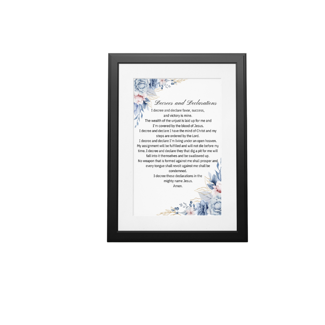 Custom Framed Prayer - Decrees and Declarations